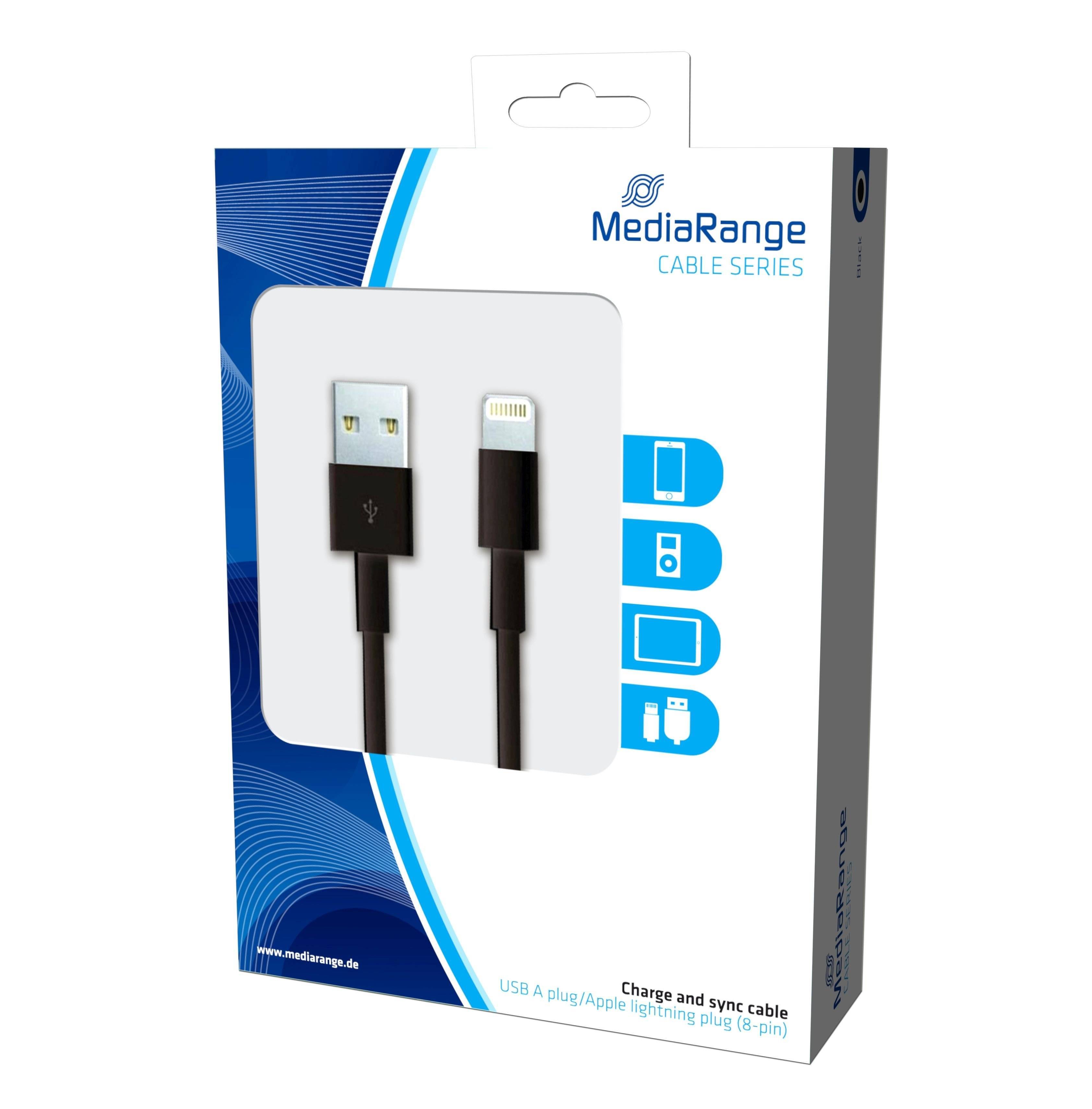 MediaRange Lade- u. Datenkabel USB 2.0 auf Lightning 1m sw Multimedia-Technik USB-Kabel