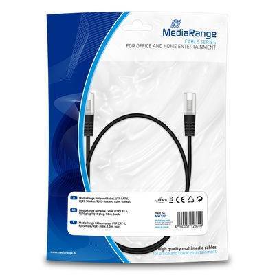 MediaRange Patchkabel RJ45 U/UTP C5e 1.0m Black (UTP) Kabel Cat.5e