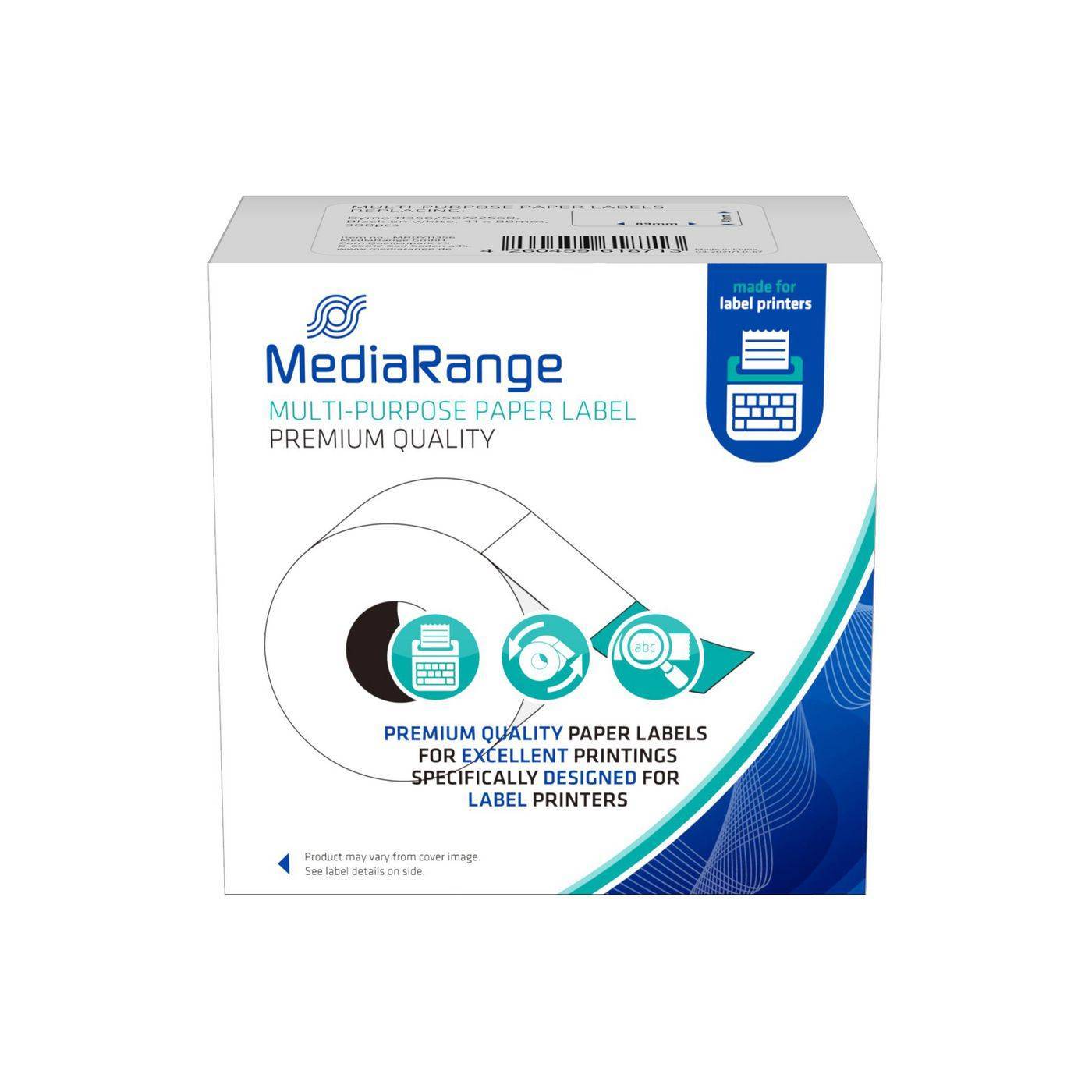MediaRange Papieretiketten komp. Dymo 41x89mm 300 Stk. sw/ws Multimedia-Technik Etiketten