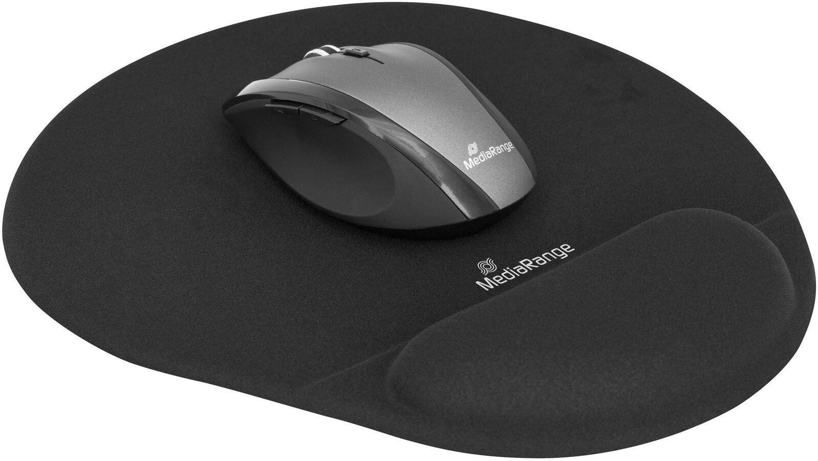 MediaRange Mauspad ergonomisch mit Handgelenkauflage schwarz Eingabe / Ausgabe Maus-Pads