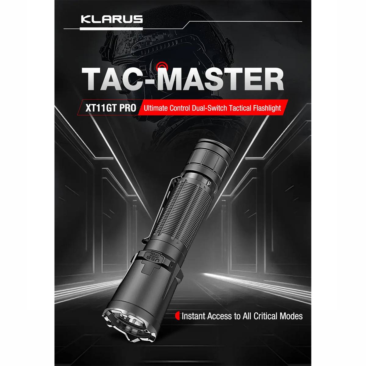Klarus XT11GT PRO V3 TacMaster Taschenlampe 3300 Lumen - Schwarz
