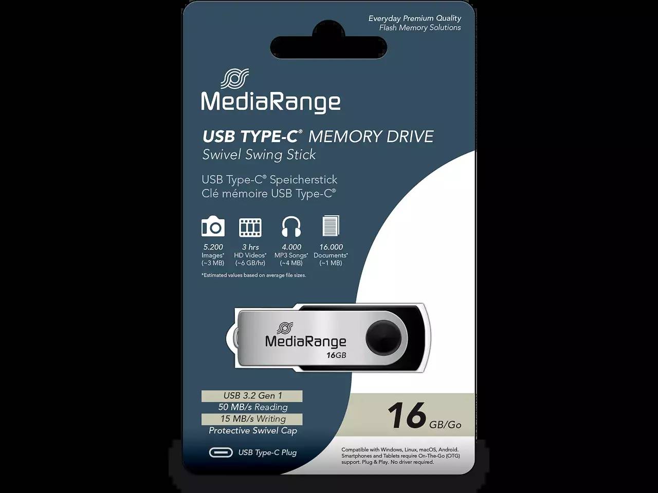 MediaRange USB-Stick USB 3.2 Gen1 USB-C 16GB