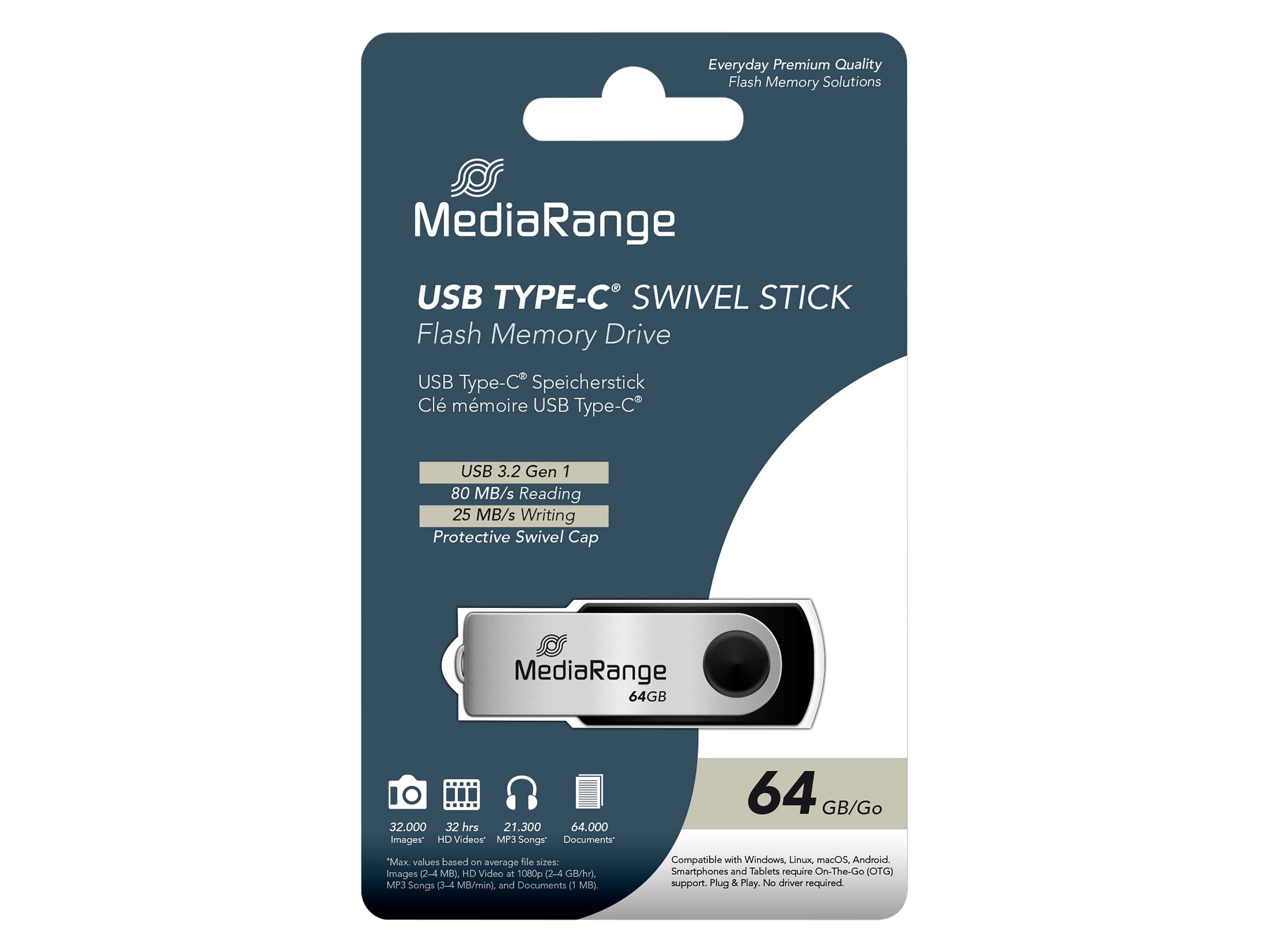 MediaRange USB-Stick USB 3.2 Gen1 USB-C 64GB