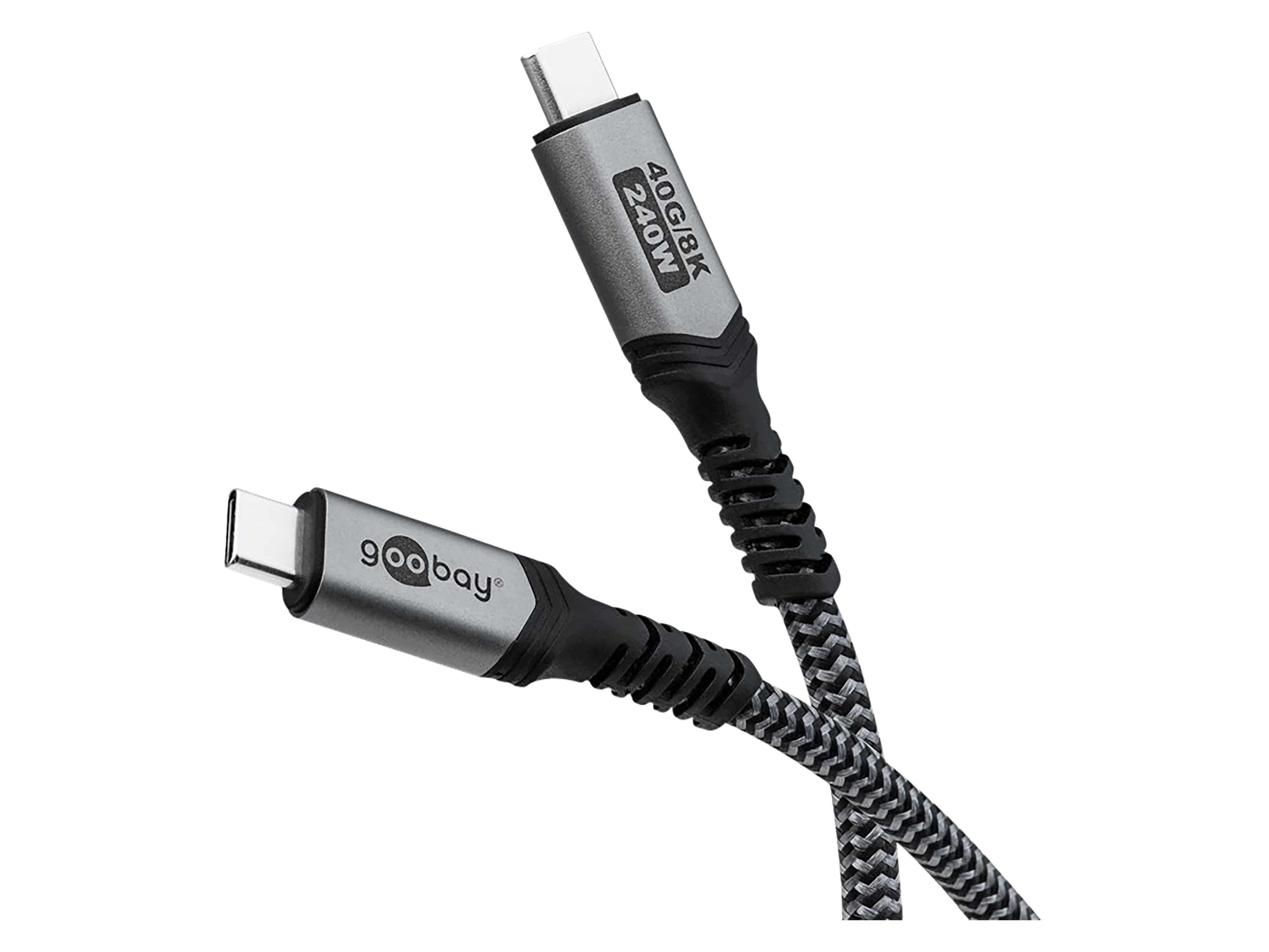 Goobay 74212, 1,5 m, USB C, USB C, 40 Gbit/s, Schwarz, Grau