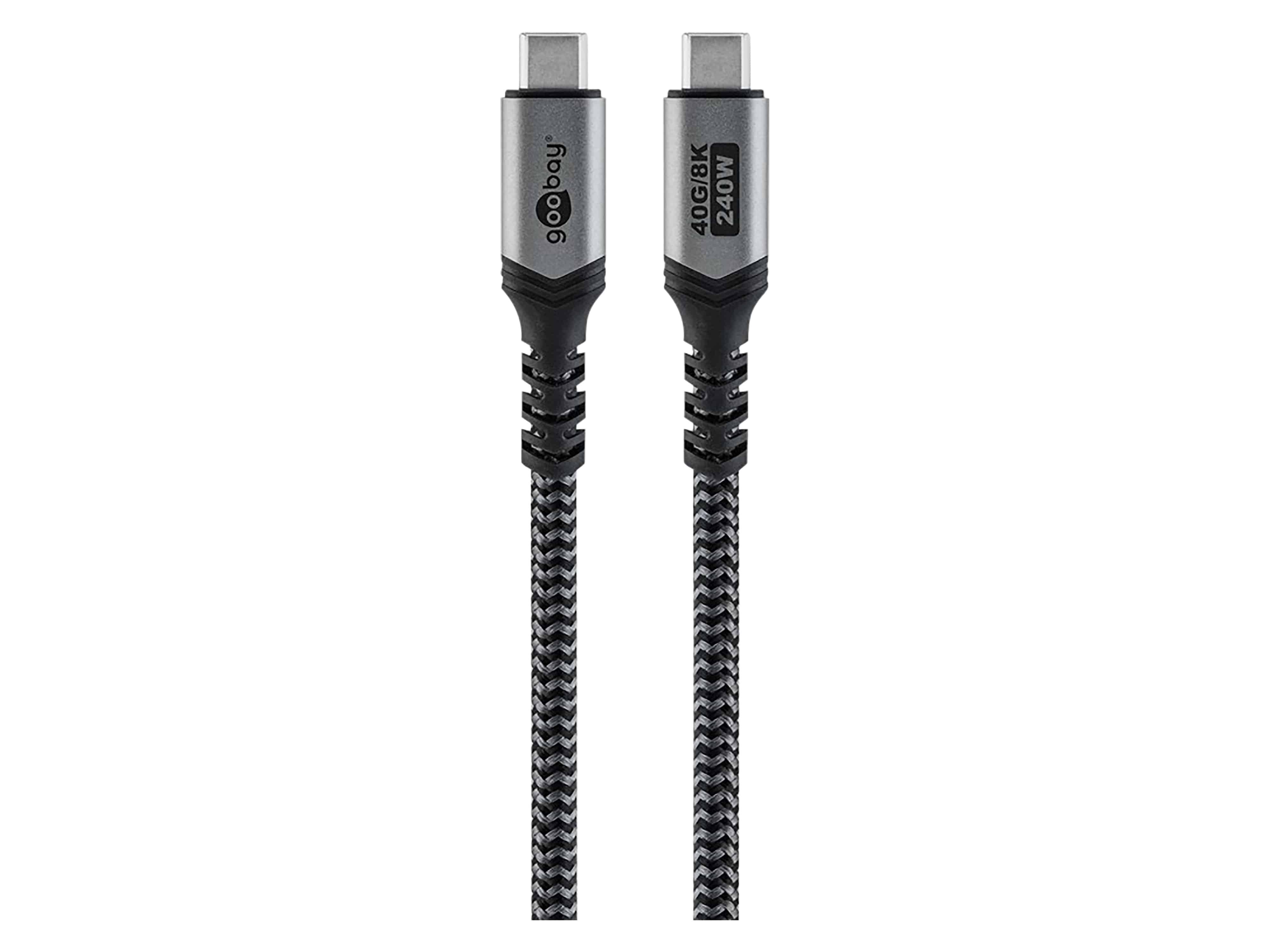 Goobay 74212, 1,5 m, USB C, USB C, 40 Gbit/s, Schwarz, Grau