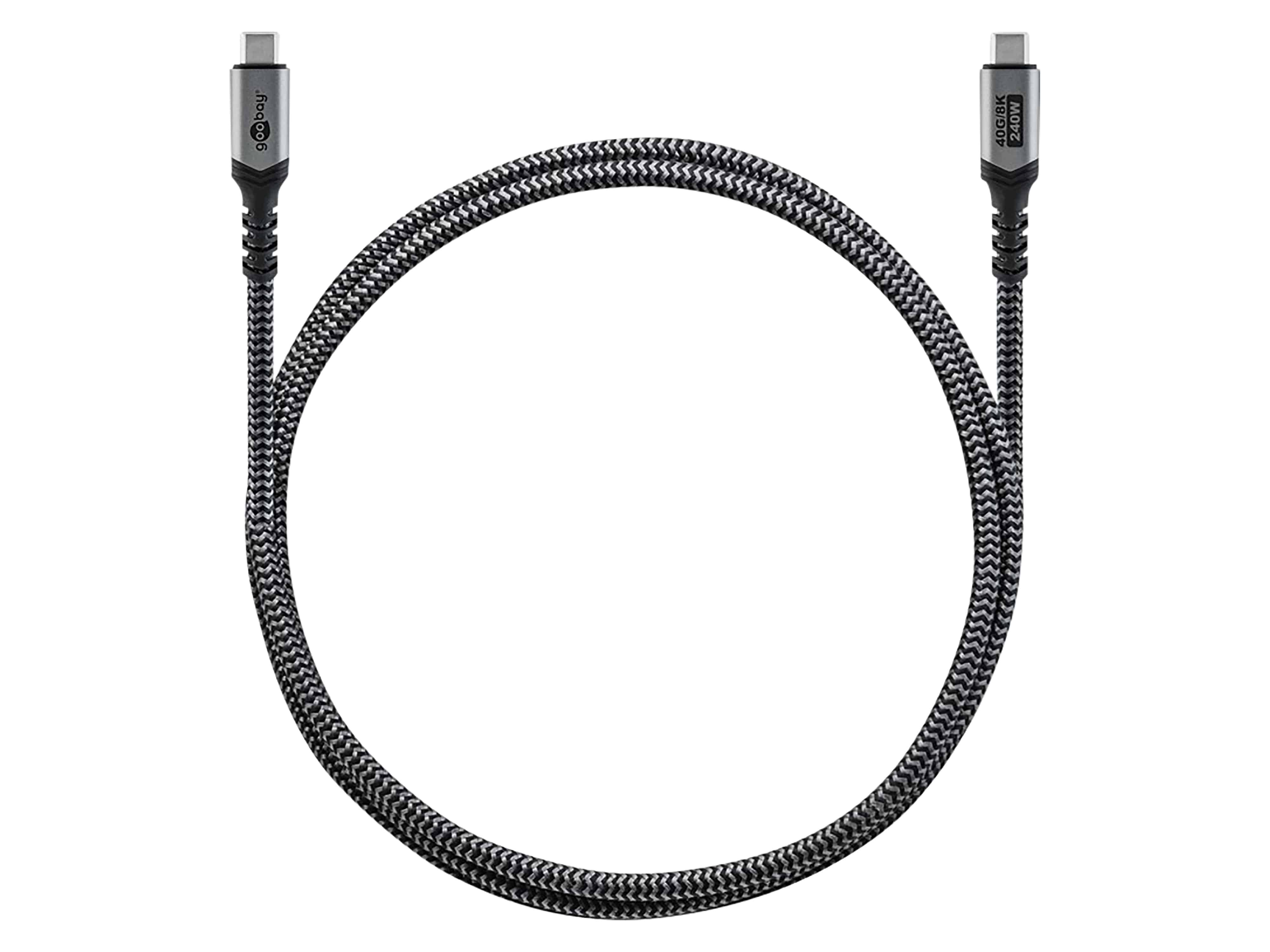 Goobay 74212, 1,5 m, USB C, USB C, 40 Gbit/s, Schwarz, Grau