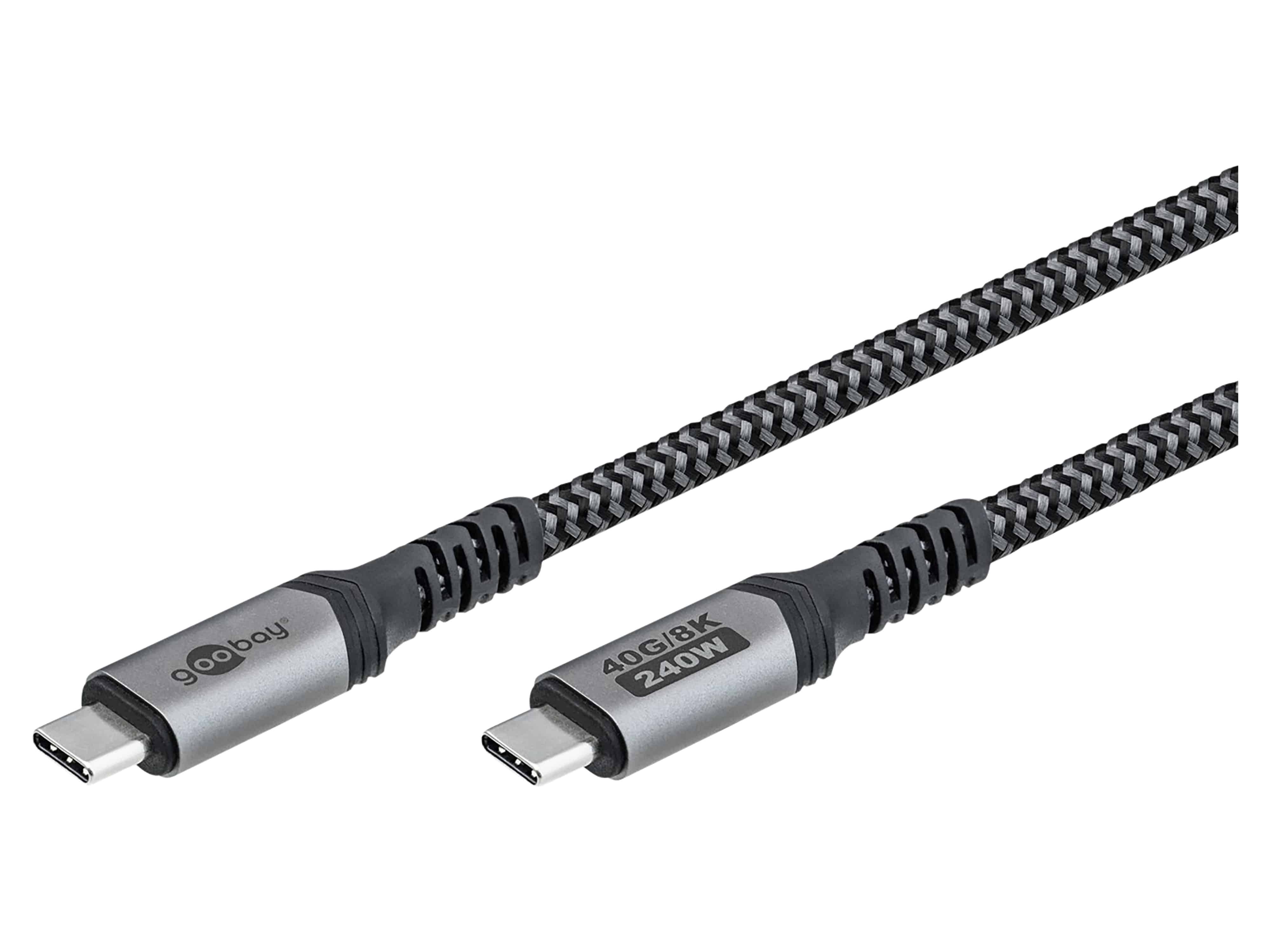 Goobay 74212, 1,5 m, USB C, USB C, 40 Gbit/s, Schwarz, Grau