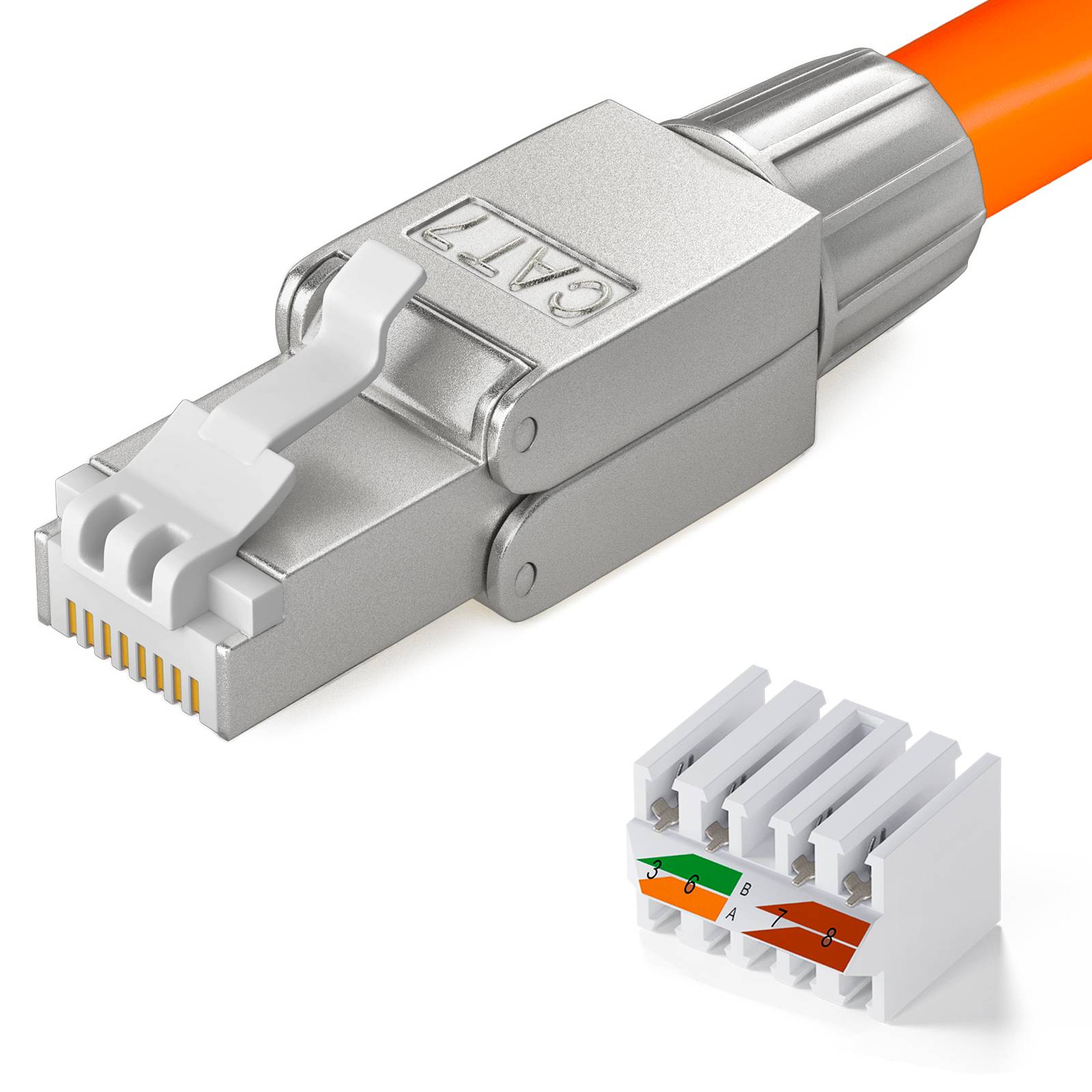 hb-digital 48x Netzwerkstecker CAT7 schmal RJ45 LSA STP Zinklegierung