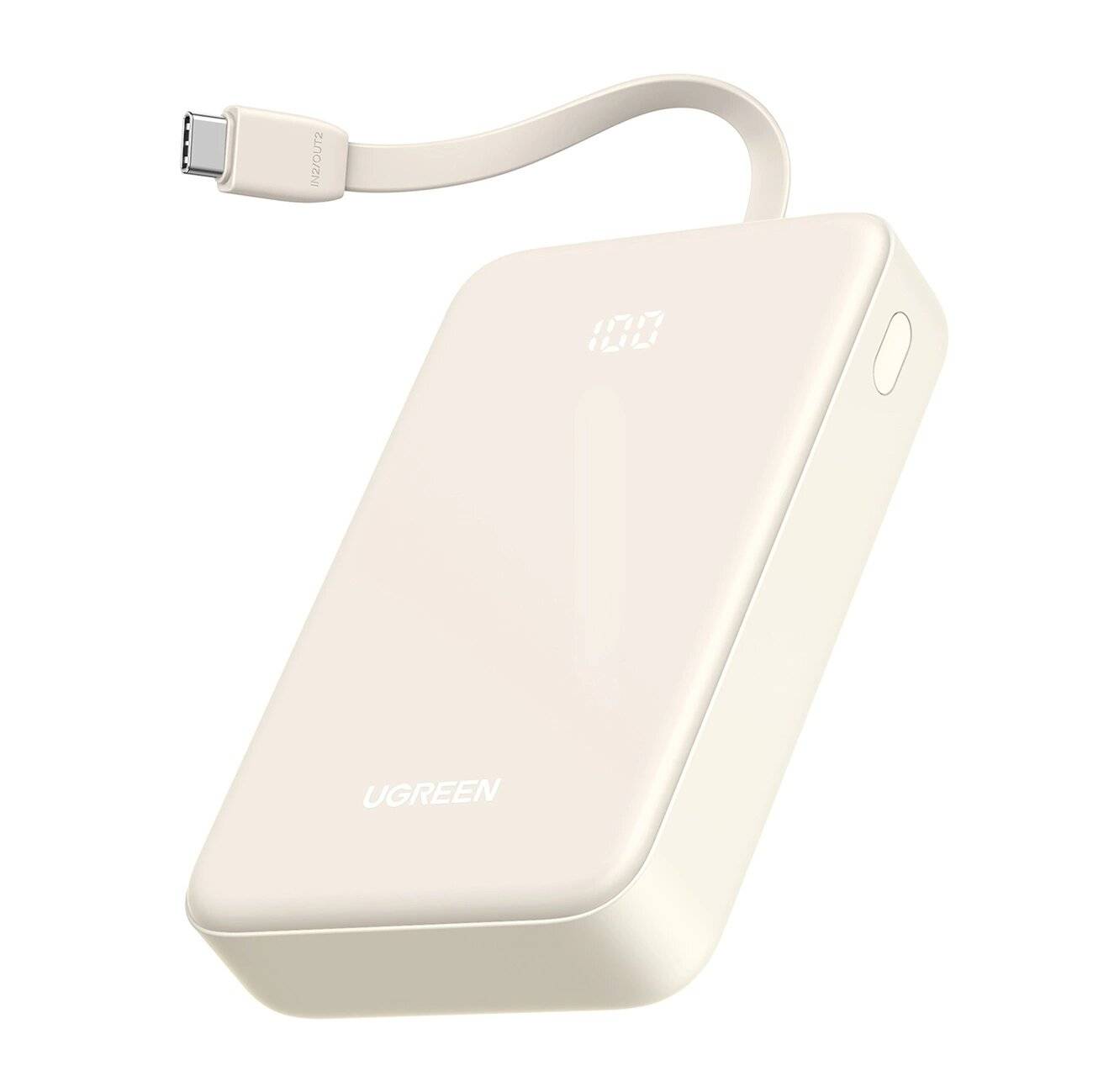 Ugreen PB505 Powerbank 20000 mAh 22,5 W USB-C USB-A integriertes USB-C-Kabel – Weiß