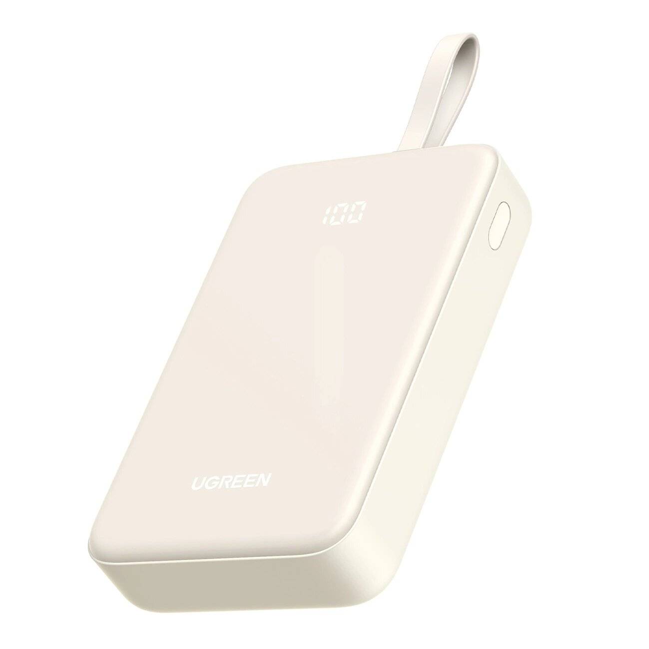 Ugreen PB505 Powerbank 20000 mAh 22,5 W USB-C USB-A integriertes USB-C-Kabel – Weiß