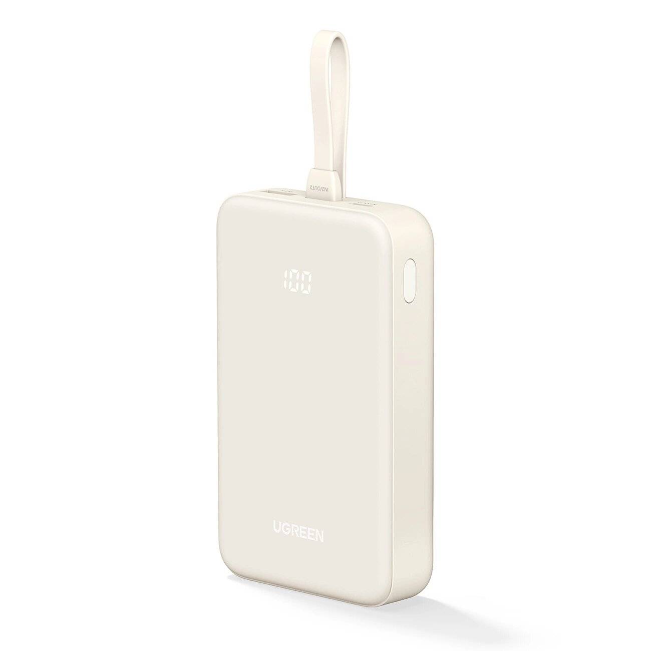 Ugreen PB505 Powerbank 20000 mAh 22,5 W USB-C USB-A integriertes USB-C-Kabel – Weiß