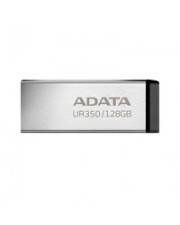 Ein silberner ADATA USB-Stick mit der Aufschrift 'UR350/128GB' an der Seite, der sein Modell und seine Speicherkapazität anzeigt.