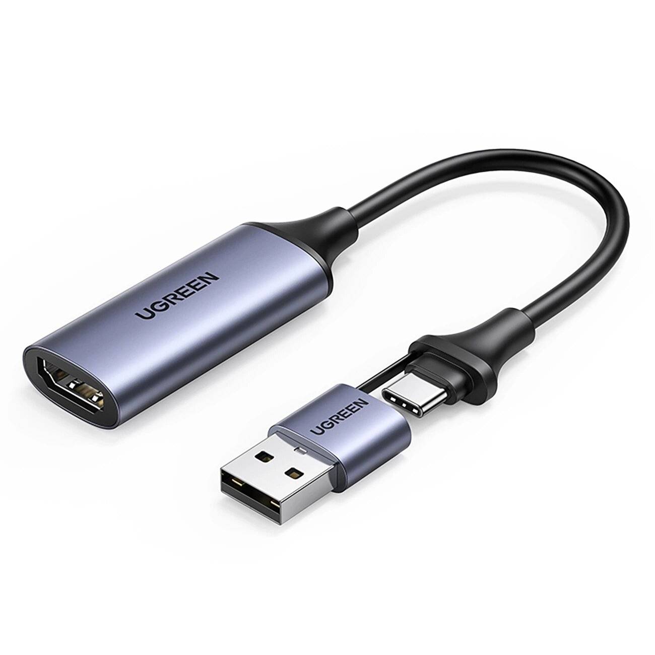 Ugreen CM489 40189 HDMI-Adapter weiblich – USB-A / USB-C männlich Grau