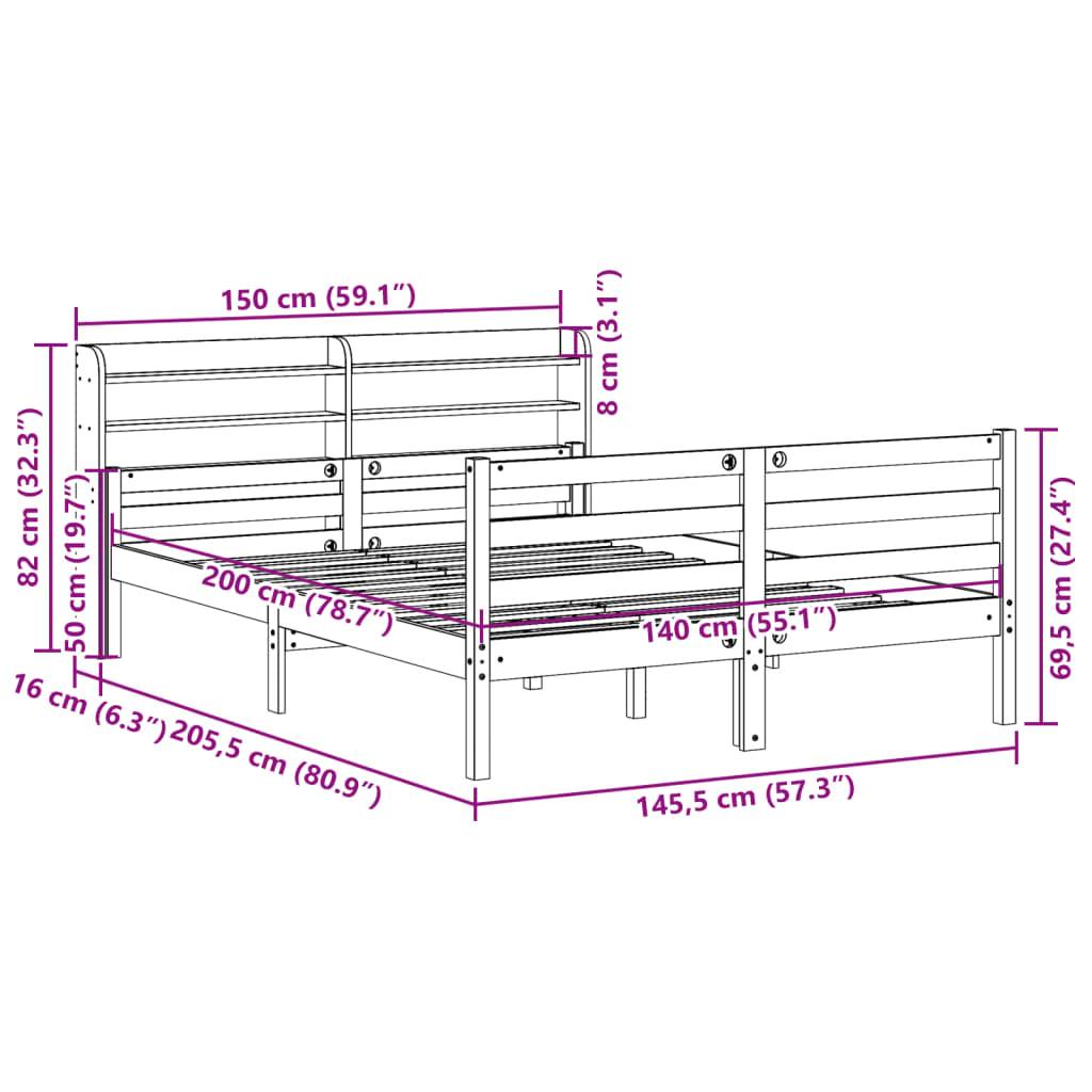 vidaXL Bettgestell mit Kopfteil ohne Matratze Weiß 140x200 cm