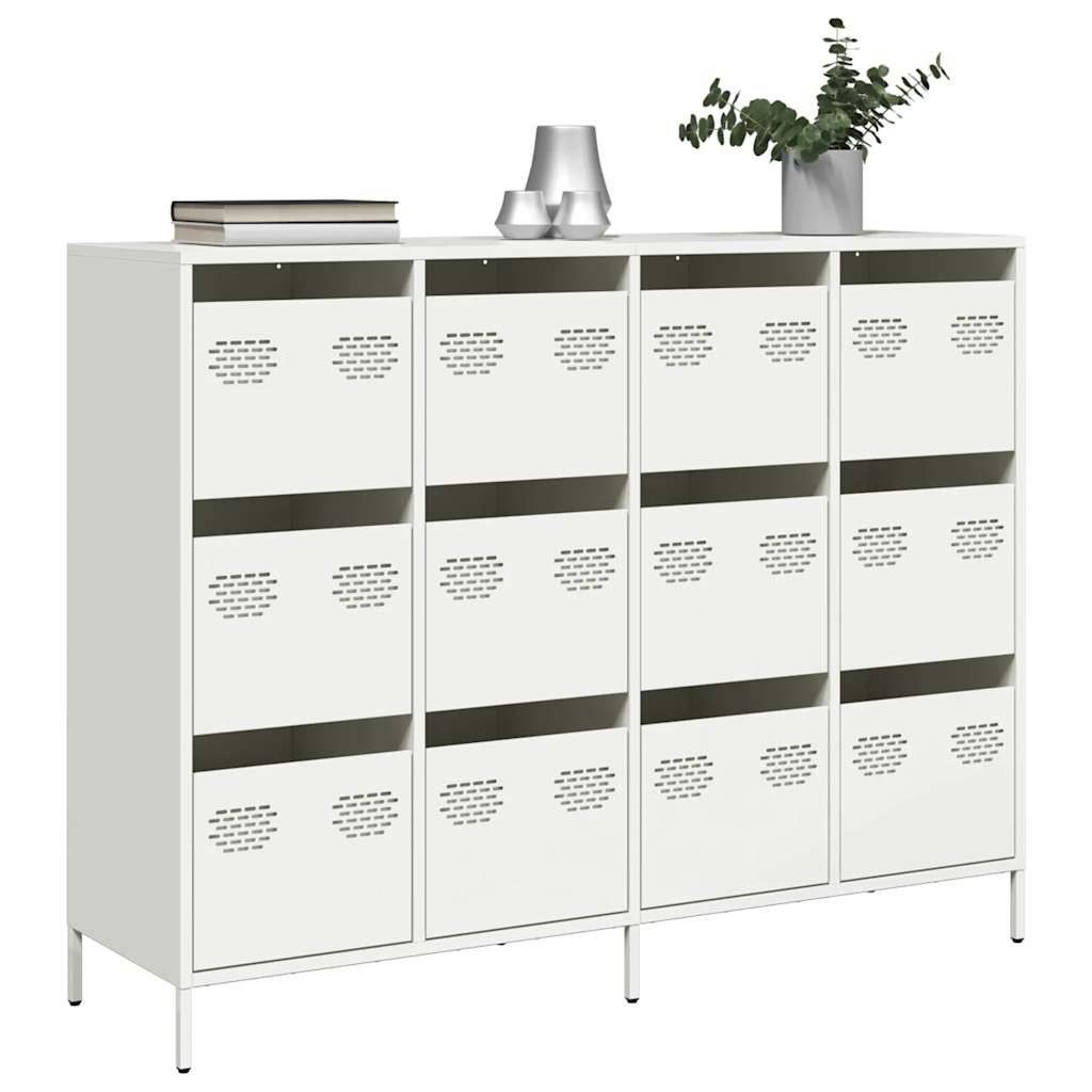 vidaXL Sideboard Weiß 135x39x103,5 cm Kaltgewalzter Stahl