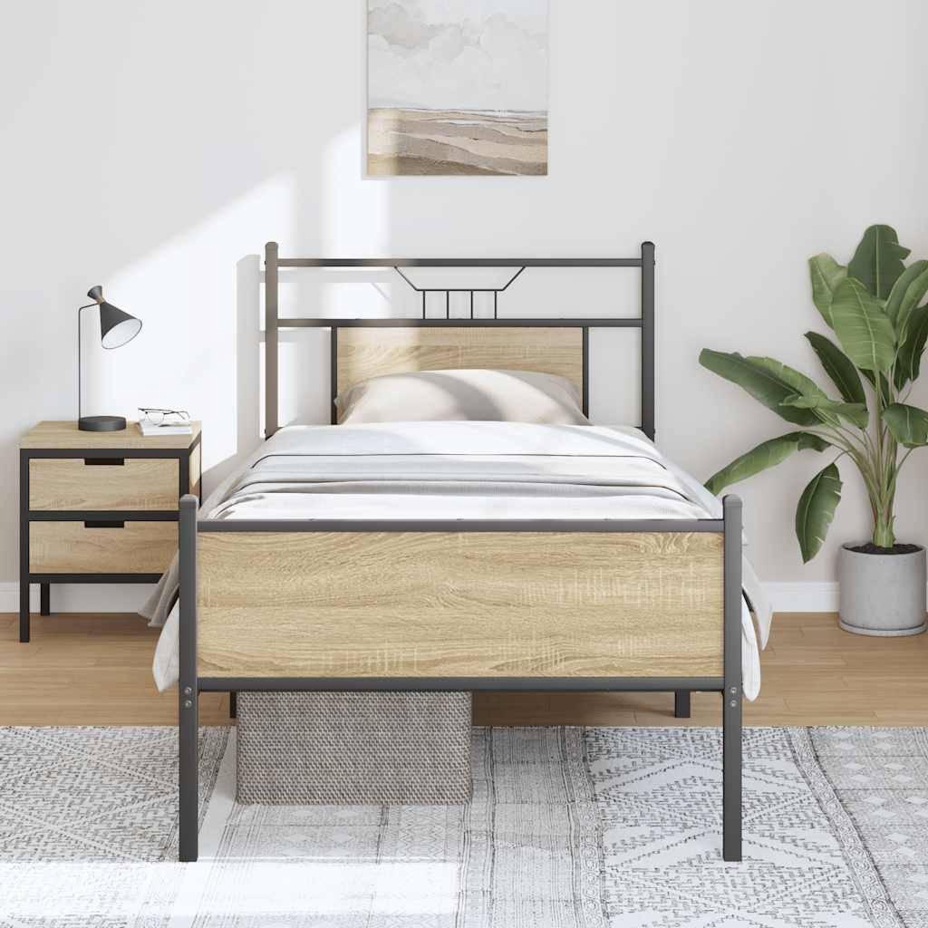vidaXL Bettgestell ohne Matratze Sonoma-Eiche 75x190 cm Holzwerkstoff