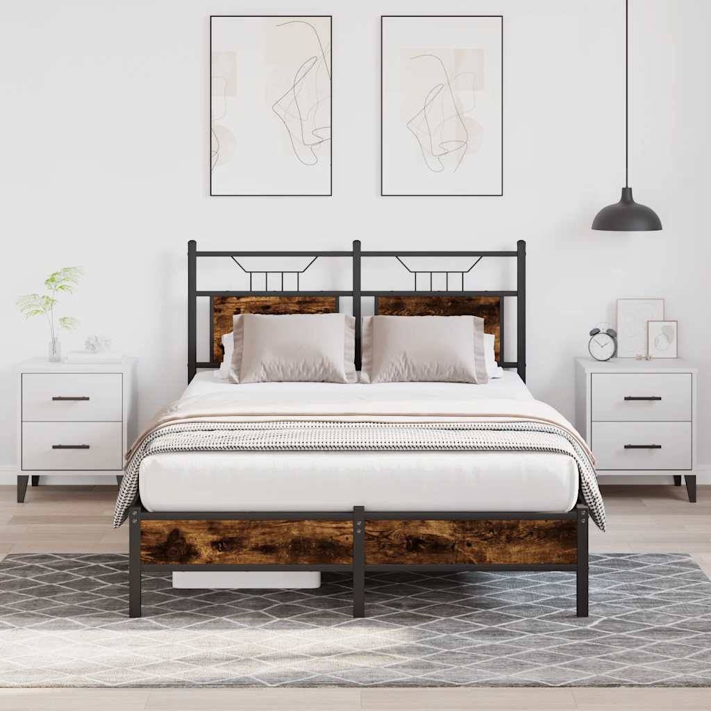 vidaXL Bettgestell ohne Matratze Räuchereiche 120x200 cm Holzwerkstoff
