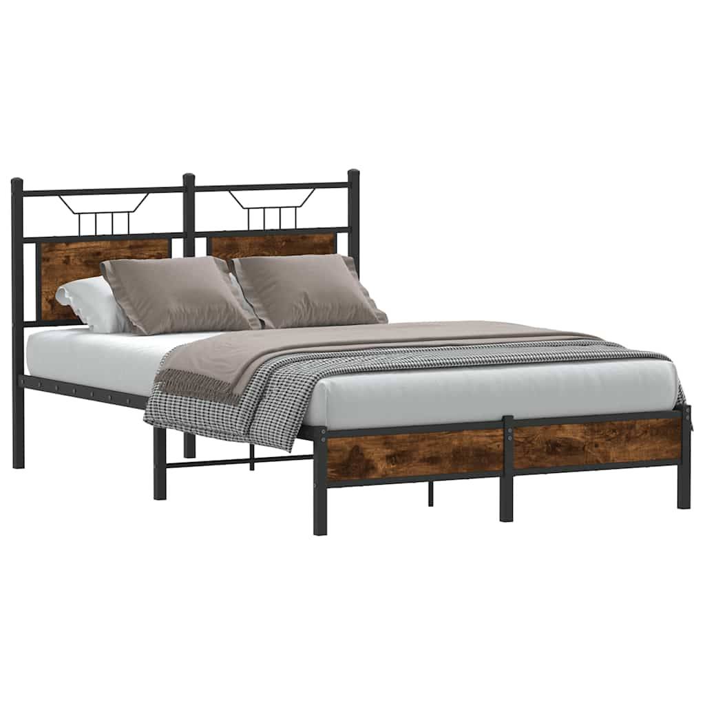 vidaXL Bettgestell ohne Matratze Räuchereiche 120x200 cm Holzwerkstoff