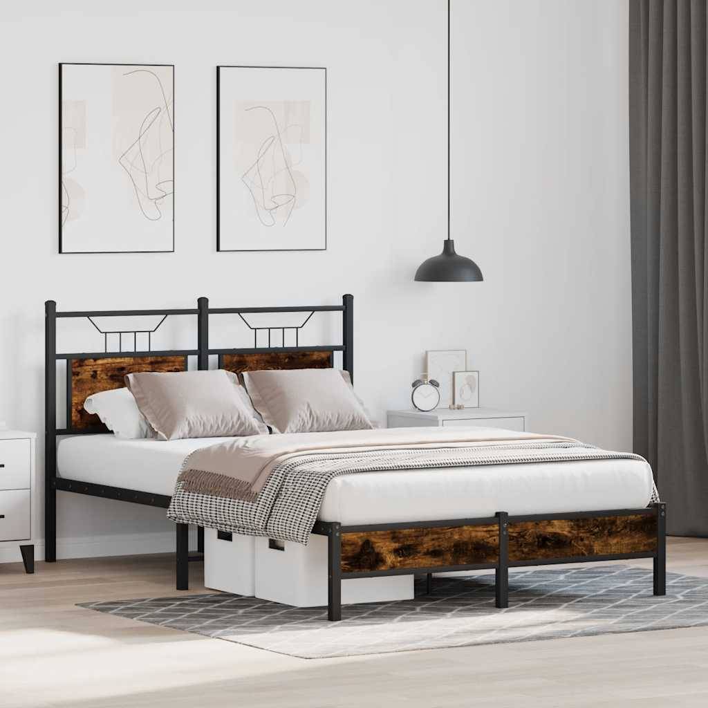 vidaXL Bettgestell ohne Matratze Räuchereiche 120x200 cm Holzwerkstoff