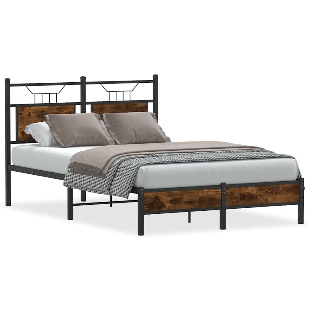 vidaXL Bettgestell ohne Matratze Räuchereiche 120x200 cm Holzwerkstoff