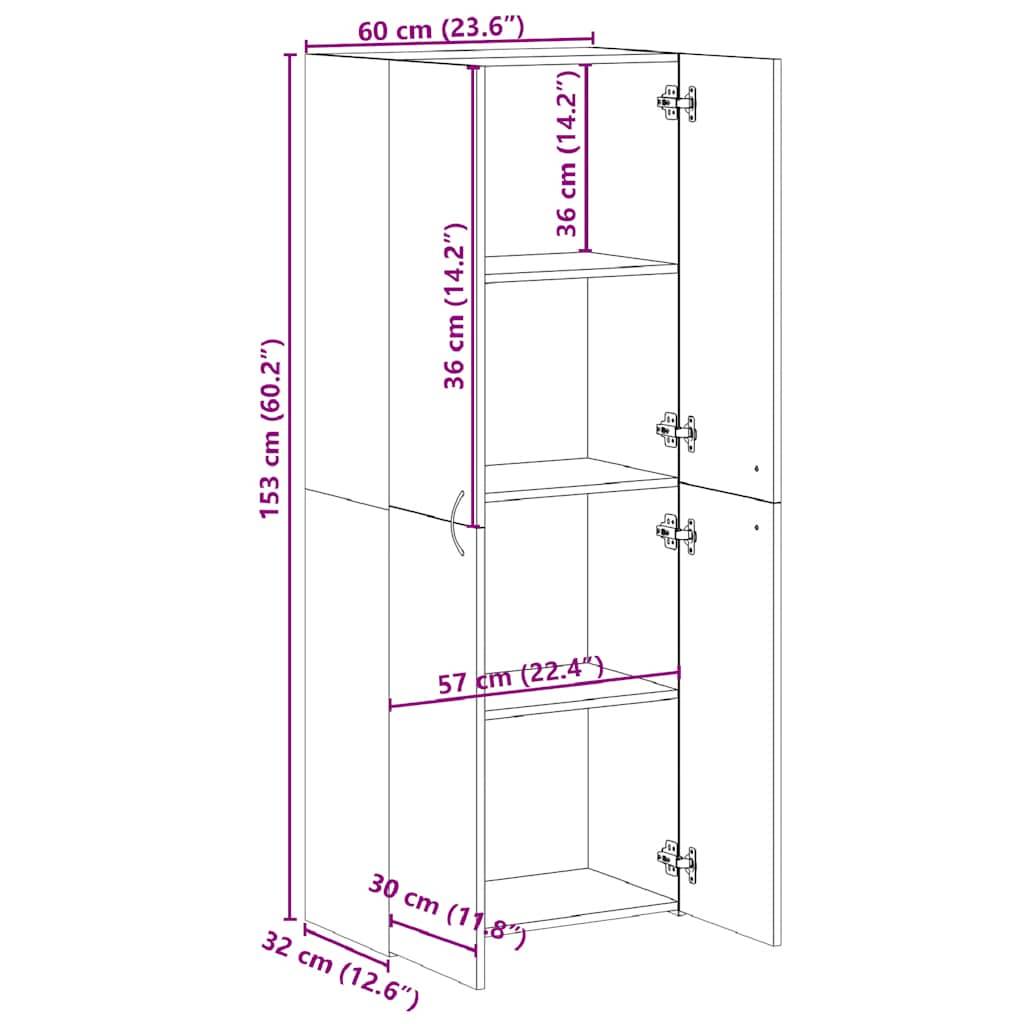 vidaXL Aktenschrank Grau Sonoma 60x32x153 cm Holzwerkstoff