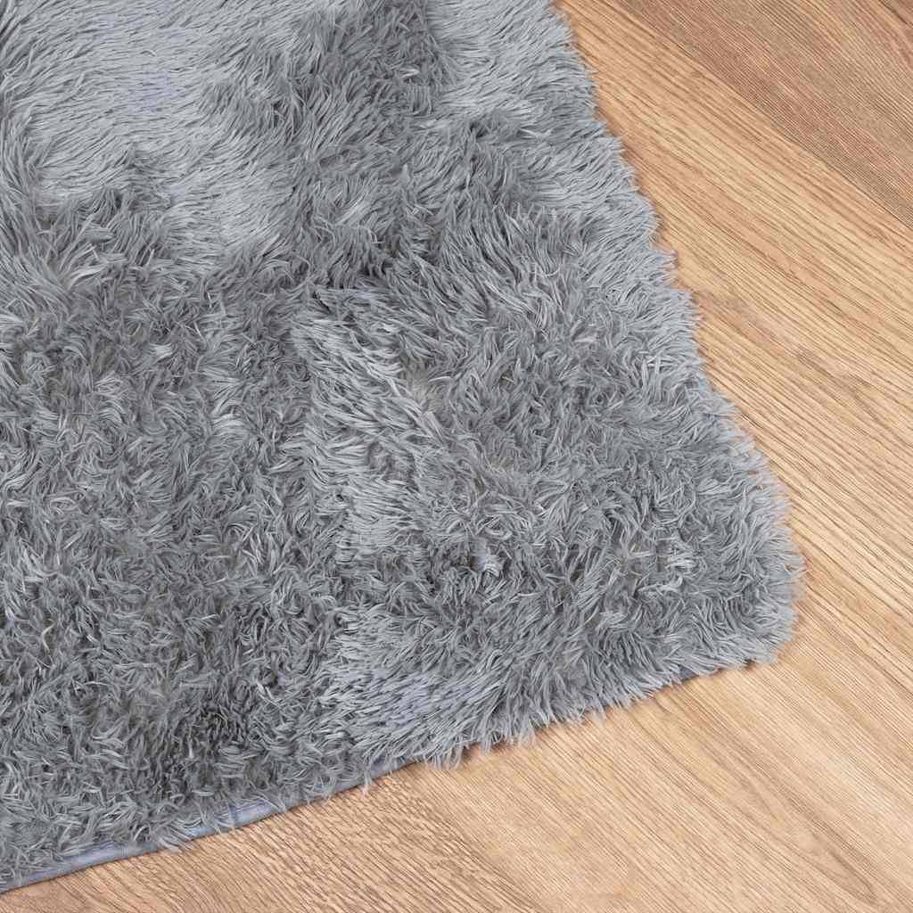 vidaXL Teppich Shaggy Hochflor NAVARRA Silbergrau 200x200 cm Polyester