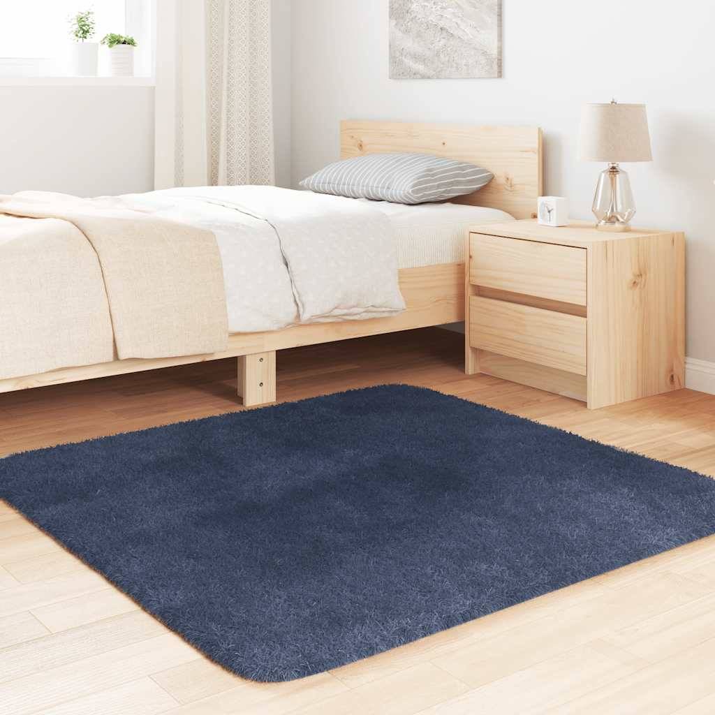 vidaXL Teppich Shaggy Hochflor NAVARRA Marineblau 120x120 cm Polyester