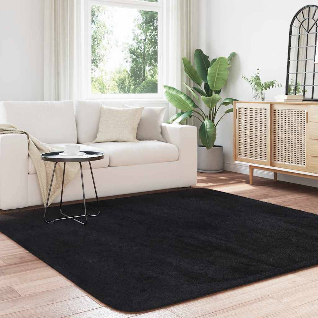vidaXL Teppich Shaggy Hochflor NAVARRA Schwarz 200x200 cm Polyester
