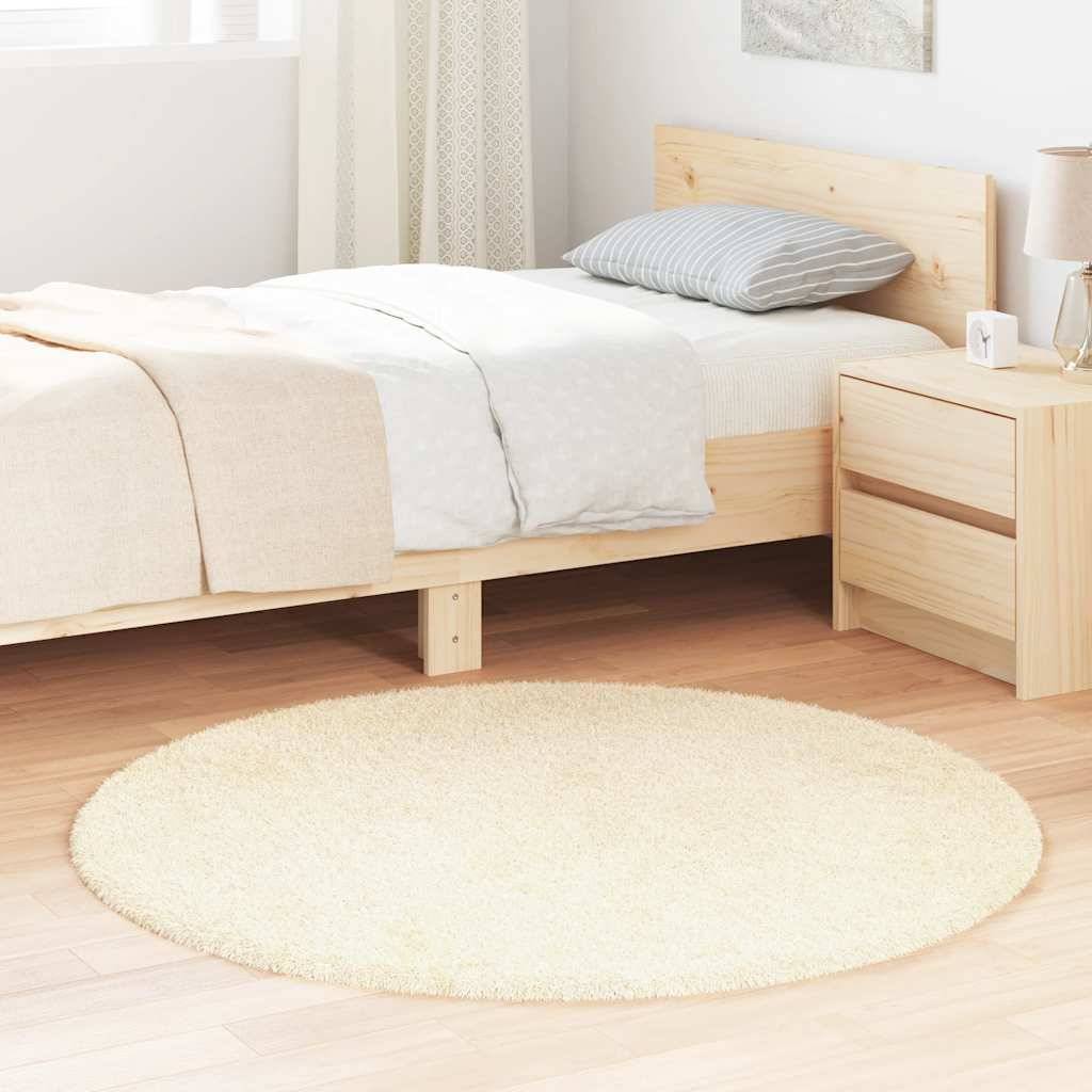vidaXL Teppich Shaggy Hochflor NAVARRA Creme 120x120 cm Polyester