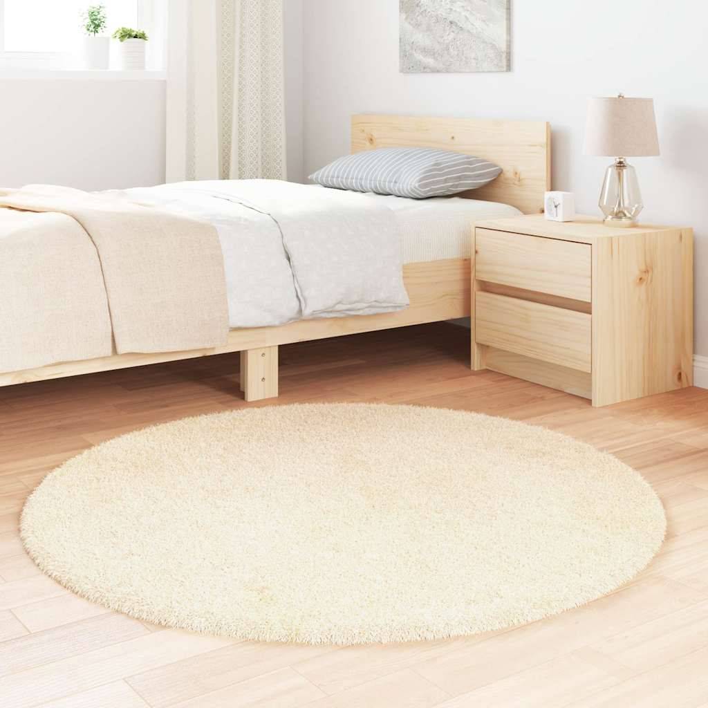 vidaXL Teppich Shaggy Hochflor NAVARRA Creme 120x120 cm Polyester