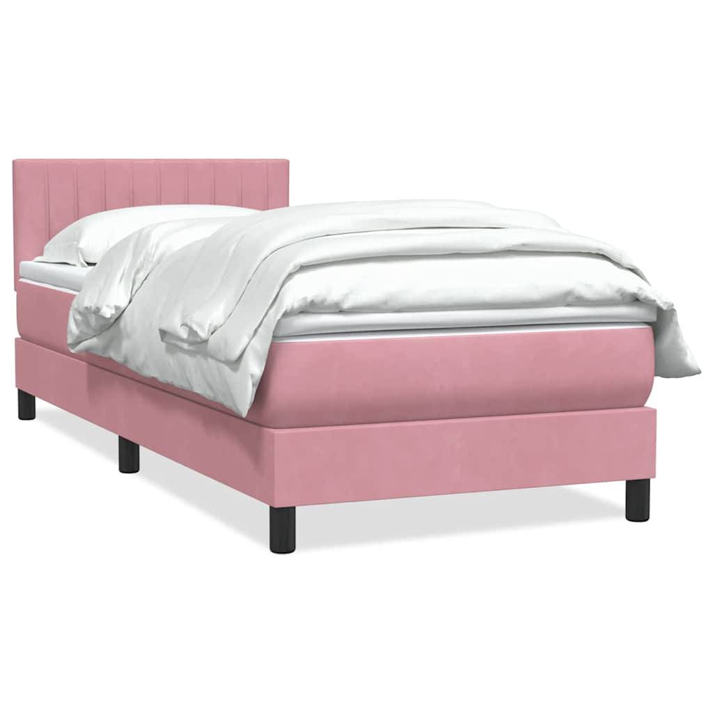 vidaXL Boxspringbett mit Matratze Rosa 90x210 cm Samt
