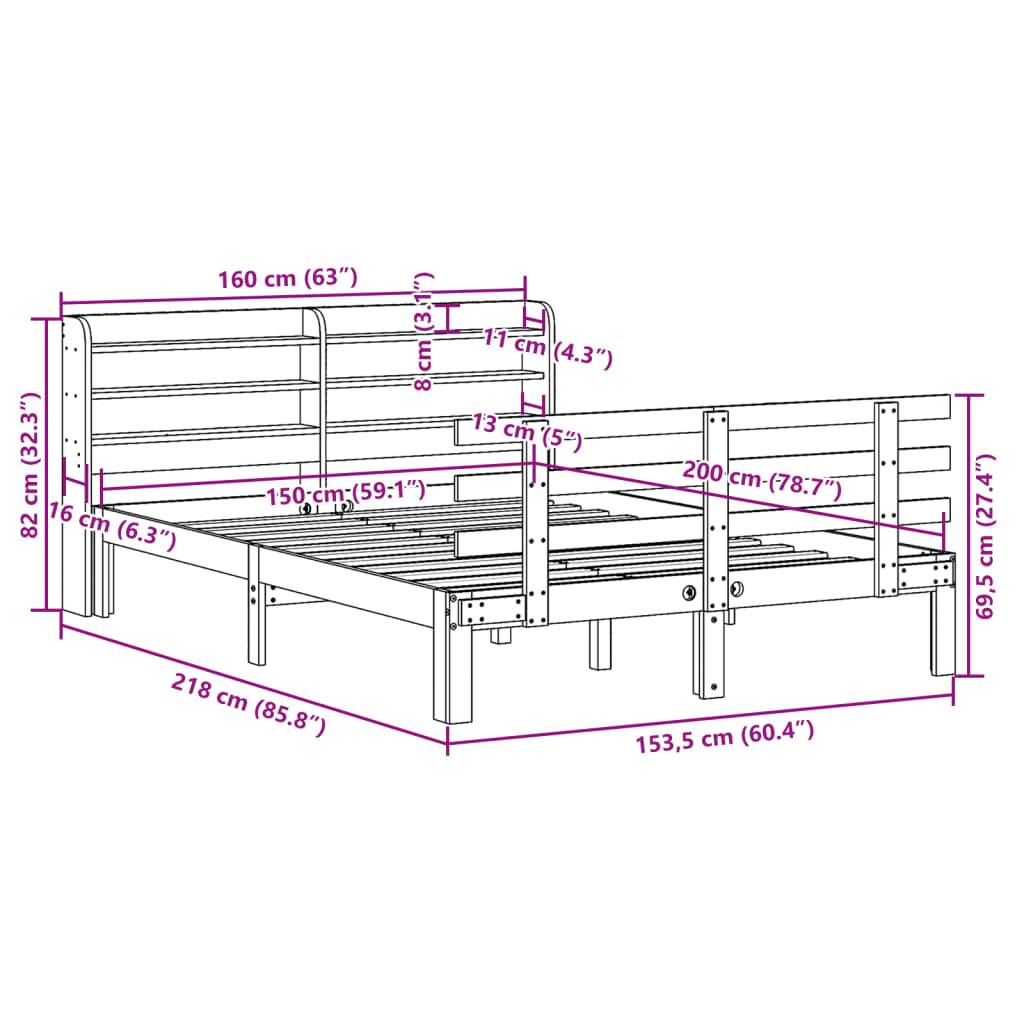 vidaXL Bettgestell mit Kopfteil ohne Matratze Weiß 150x200 cm