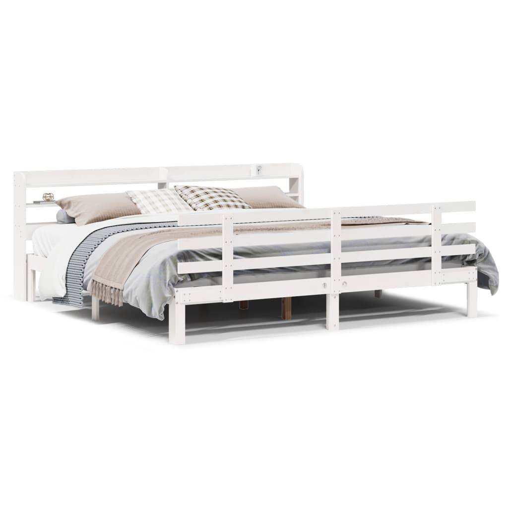 vidaXL Bettgestell mit Kopfteil ohne Matratze Weiß 200x200 cm