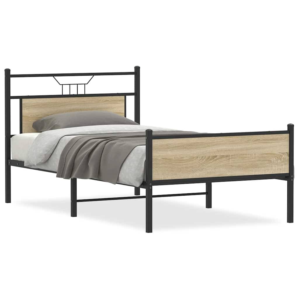 vidaXL Bettgestell ohne Matratze Sonoma-Eiche 100x200 cm Holzwerkstoff