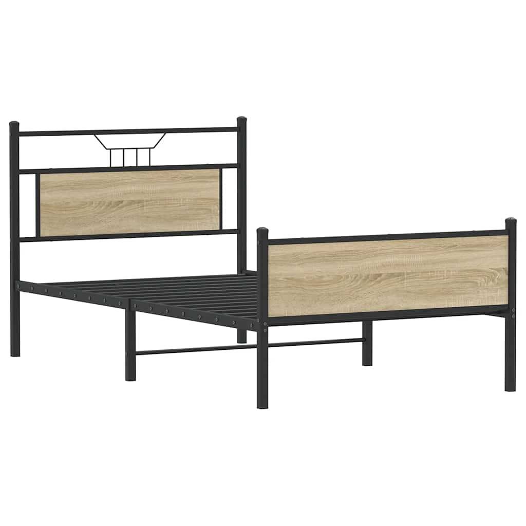 vidaXL Bettgestell ohne Matratze Sonoma-Eiche 100x200 cm Holzwerkstoff