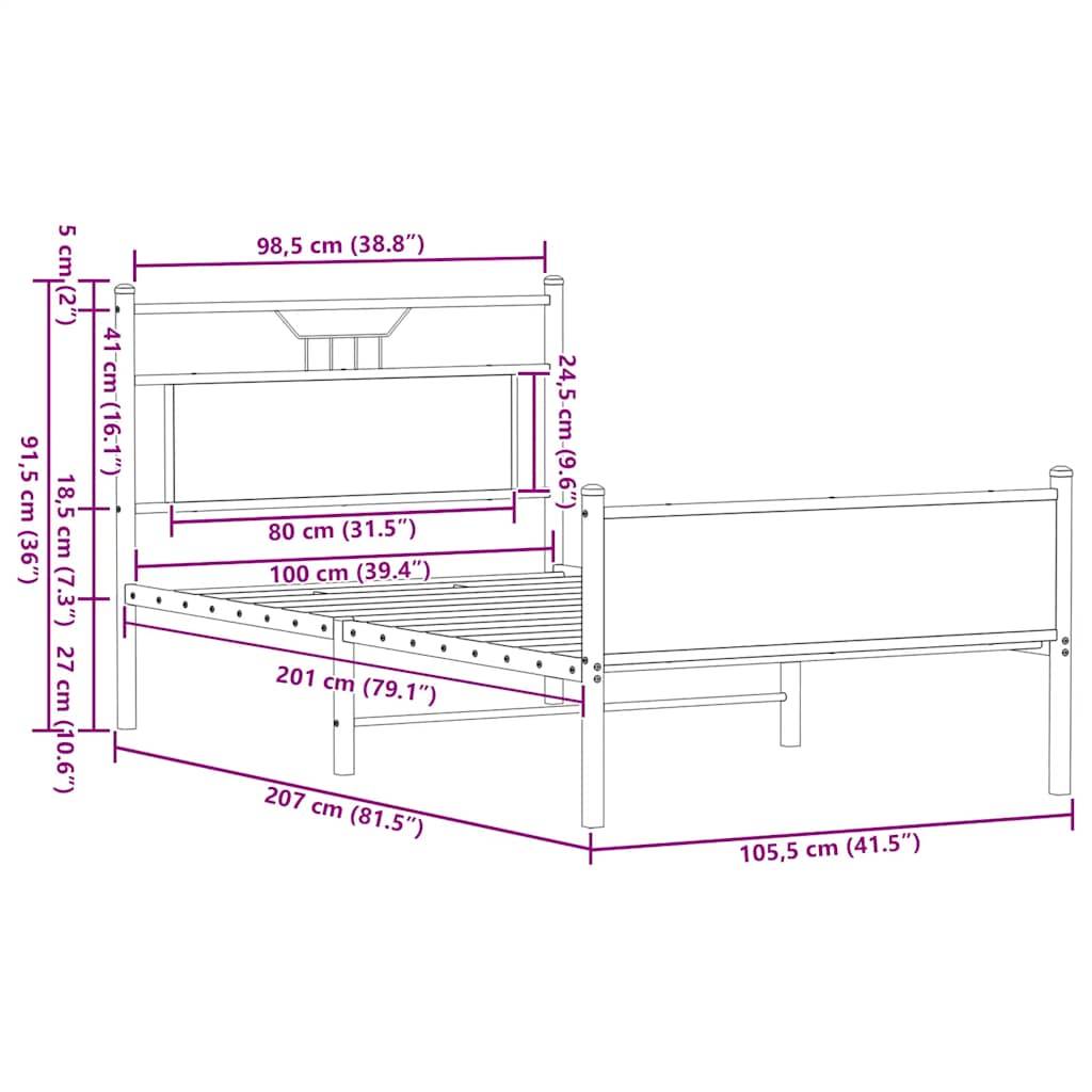 vidaXL Bettgestell ohne Matratze Sonoma-Eiche 100x200 cm Holzwerkstoff