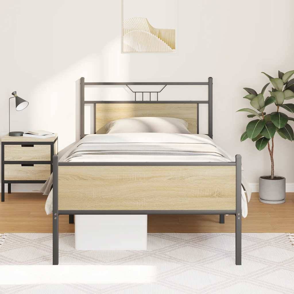 vidaXL Bettgestell ohne Matratze Sonoma-Eiche 100x200 cm Holzwerkstoff