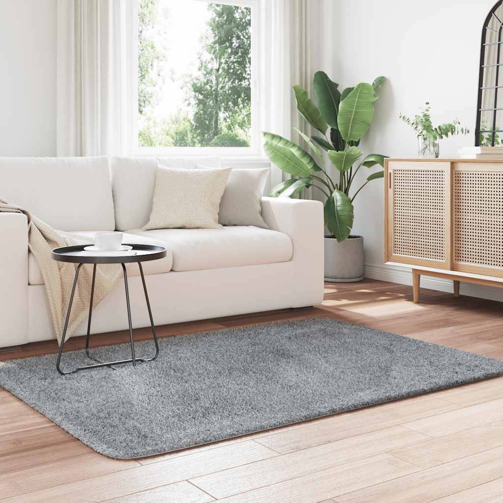 vidaXL Teppich Shaggy Hochflor NAVARRA Silbergrau 120x170 cm Polyester