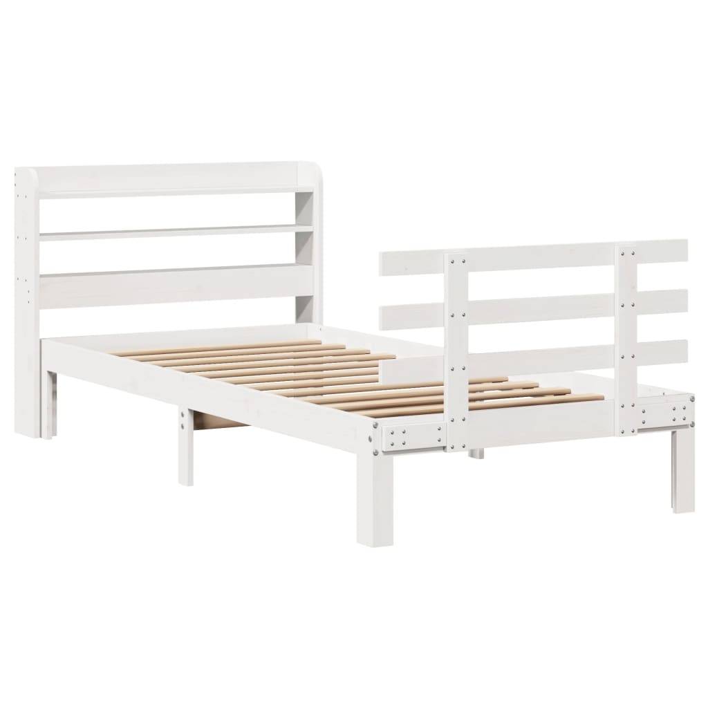 vidaXL Bettgestell mit Kopfteil ohne Matratze Weiß 90x190 cm