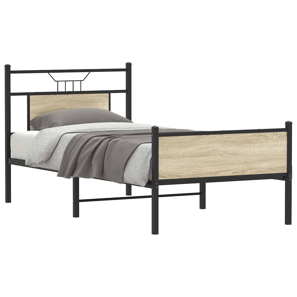 vidaXL Bettgestell ohne Matratze Sonoma-Eiche 75x190 cm Holzwerkstoff