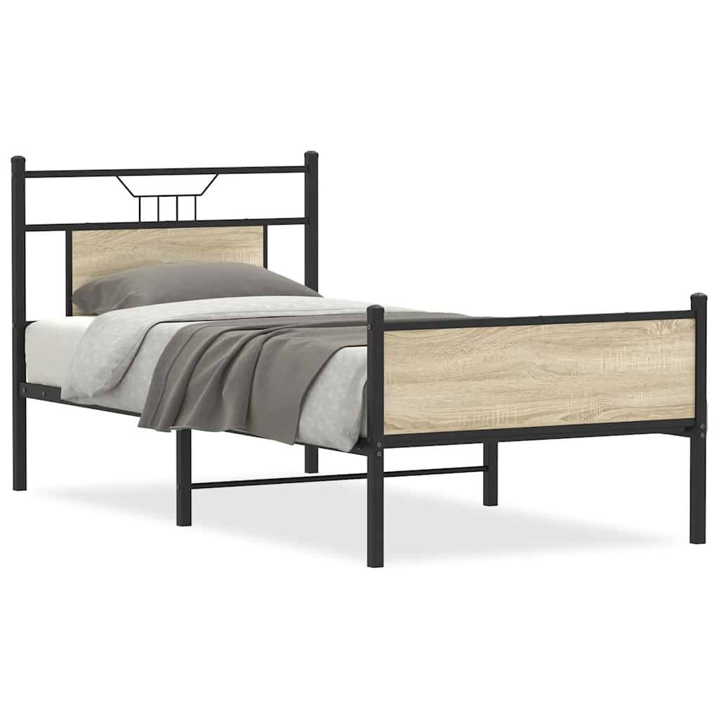 vidaXL Bettgestell ohne Matratze Sonoma-Eiche 75x190 cm Holzwerkstoff