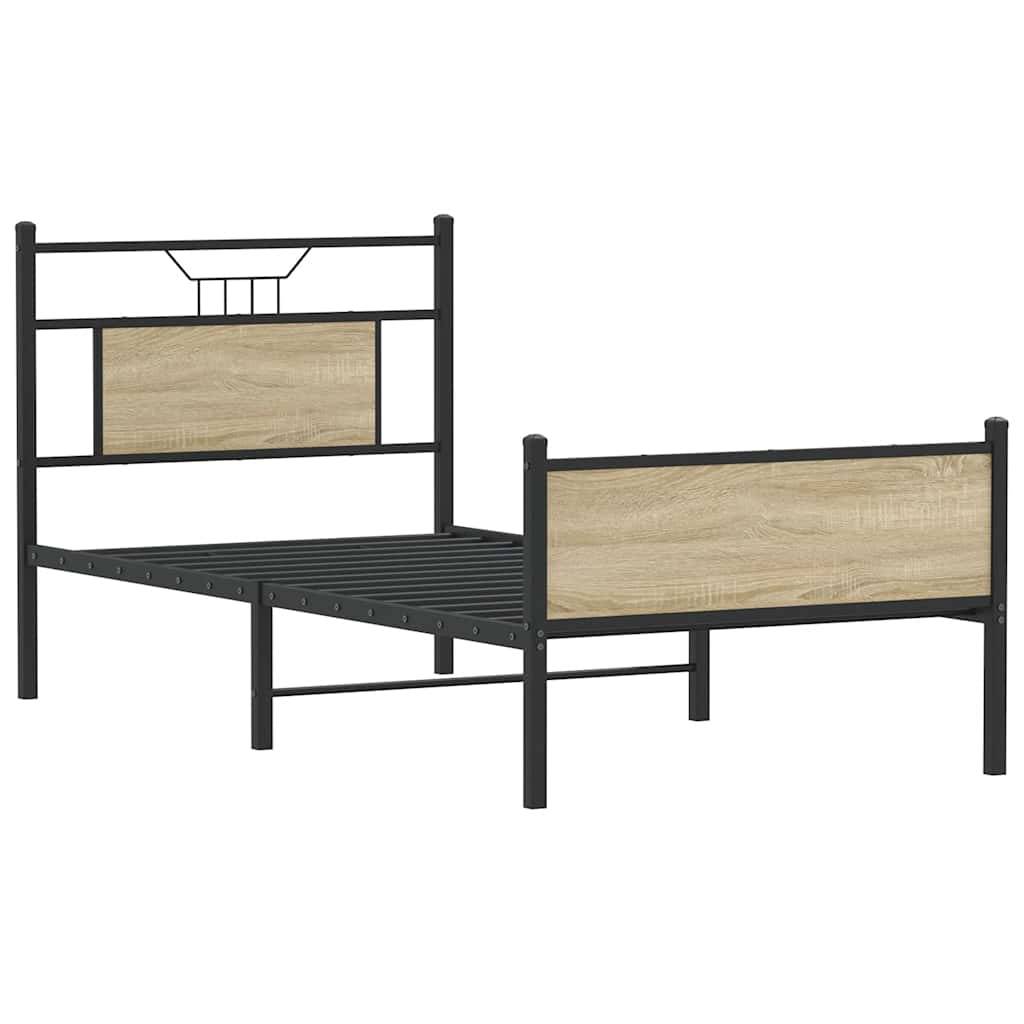 vidaXL Bettgestell ohne Matratze Sonoma-Eiche 75x190 cm Holzwerkstoff
