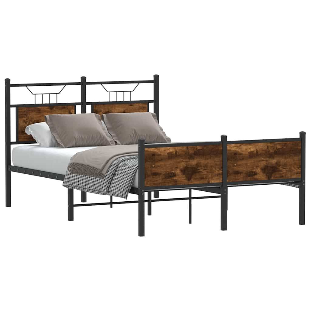 vidaXL Bettgestell ohne Matratze Räuchereiche 120x200 cm Holzwerkstoff
