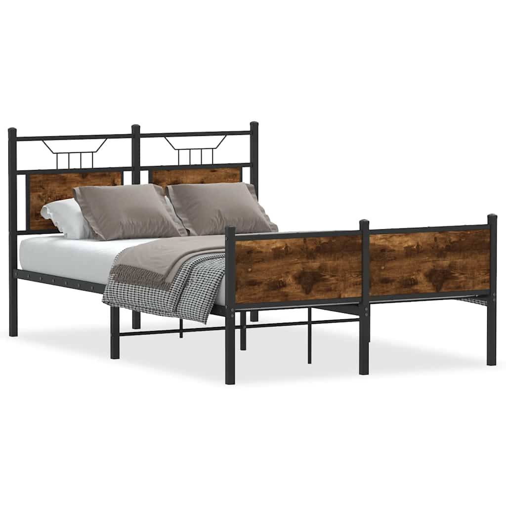 vidaXL Bettgestell ohne Matratze Räuchereiche 120x200 cm Holzwerkstoff