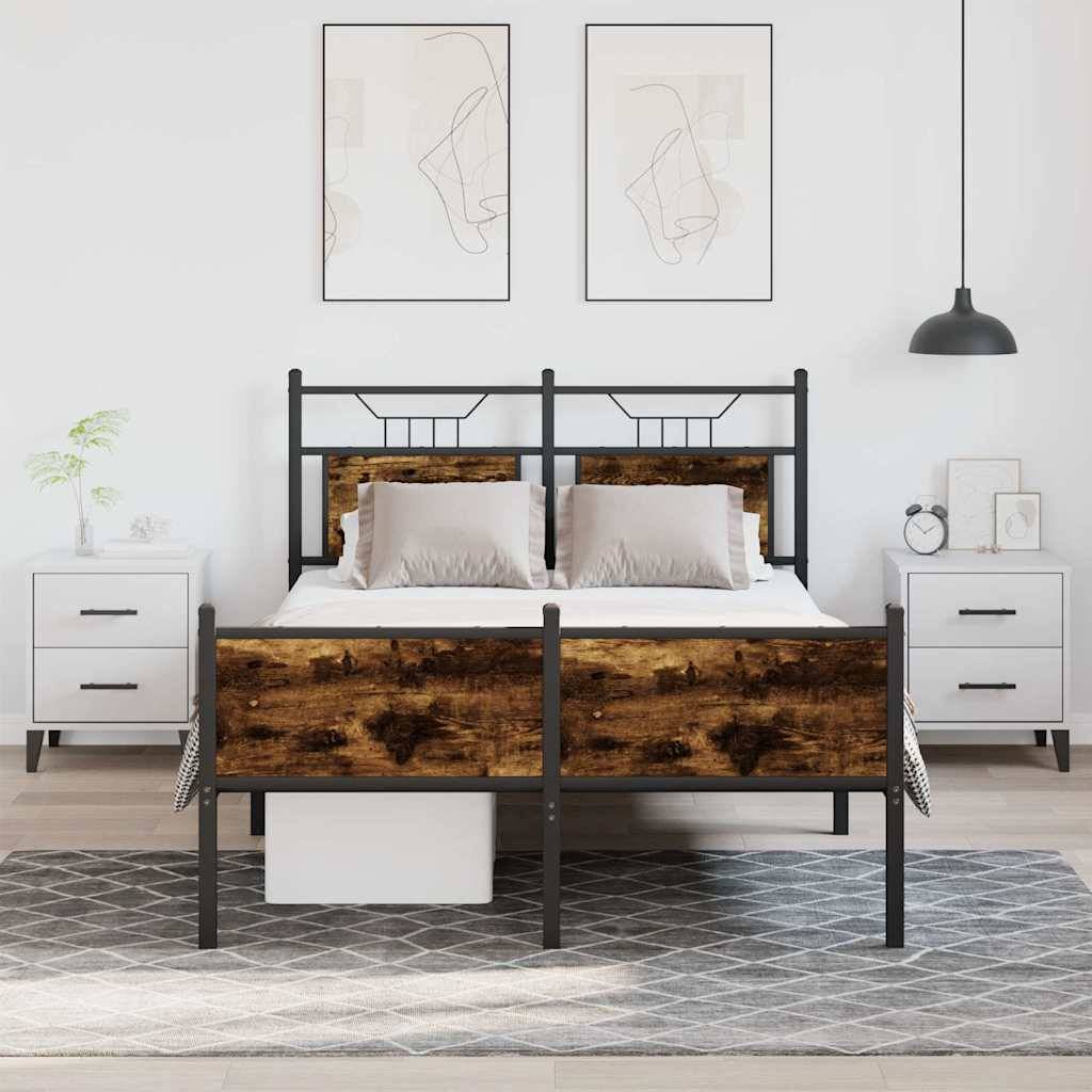 vidaXL Bettgestell ohne Matratze Räuchereiche 120x200 cm Holzwerkstoff