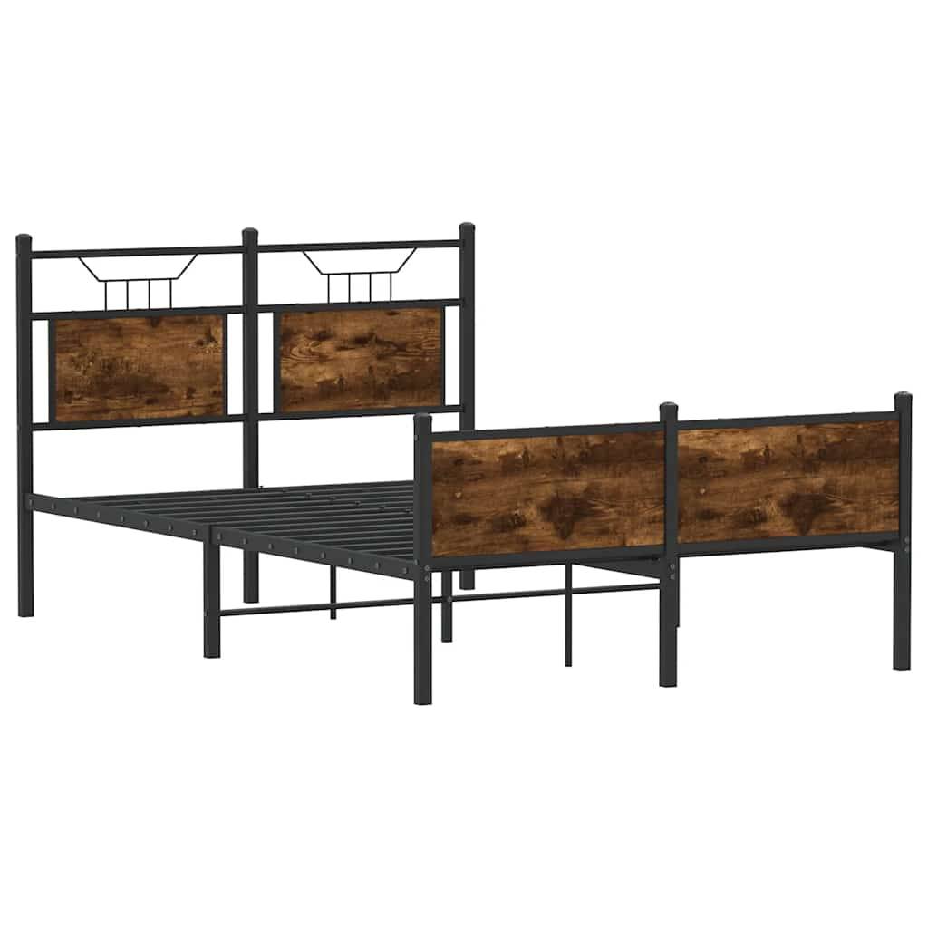 vidaXL Bettgestell ohne Matratze Räuchereiche 120x200 cm Holzwerkstoff