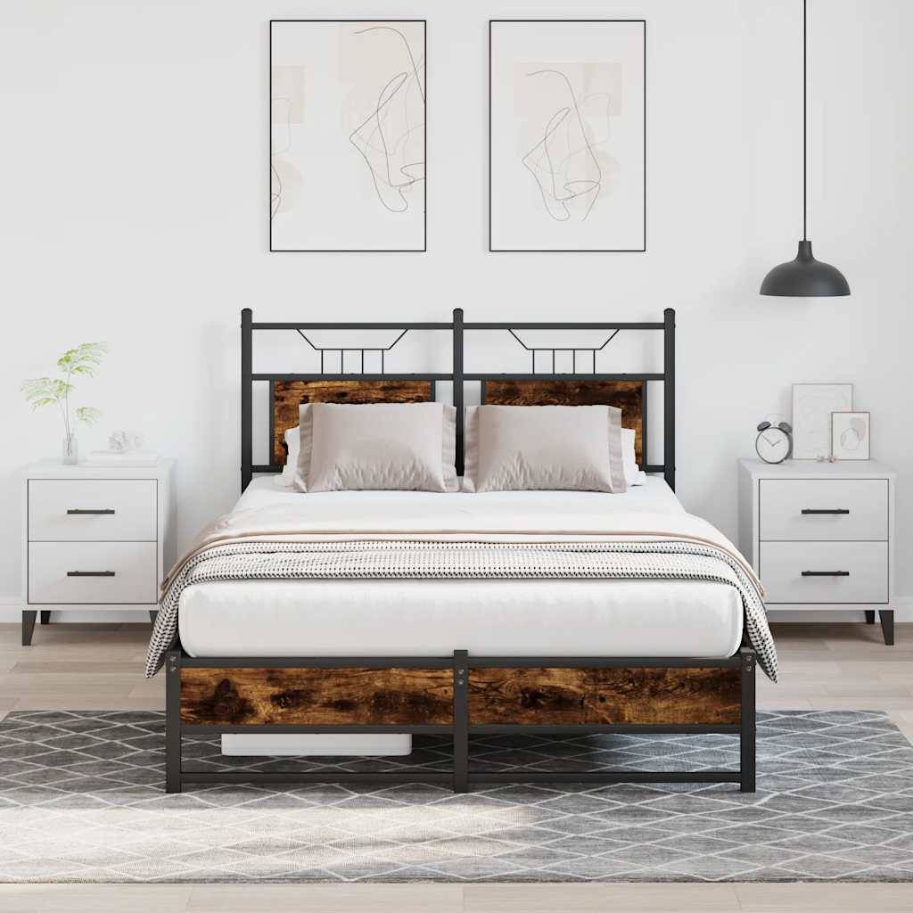 vidaXL Bettgestell ohne Matratze Räuchereiche 120x190 cm Holzwerkstoff