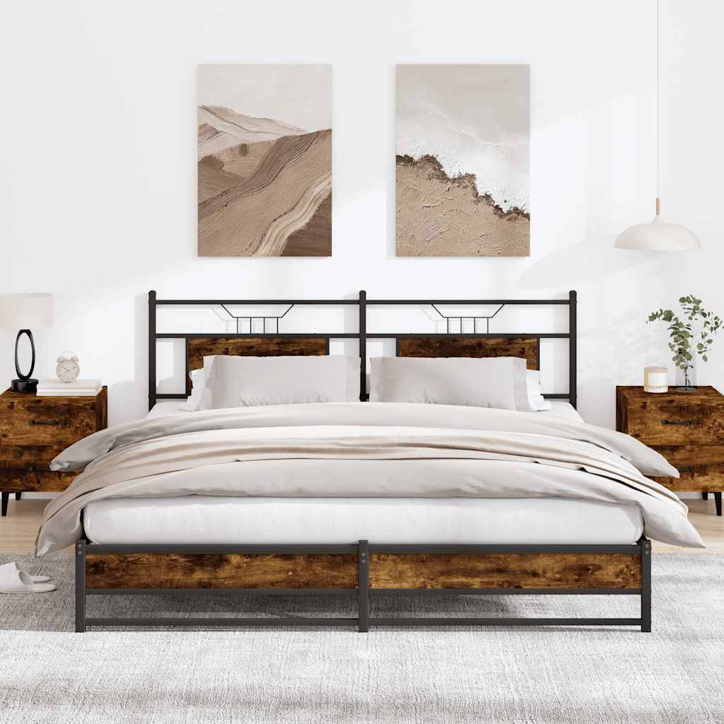 vidaXL Metallbett ohne Matratze Räuchereiche 180x200 cm