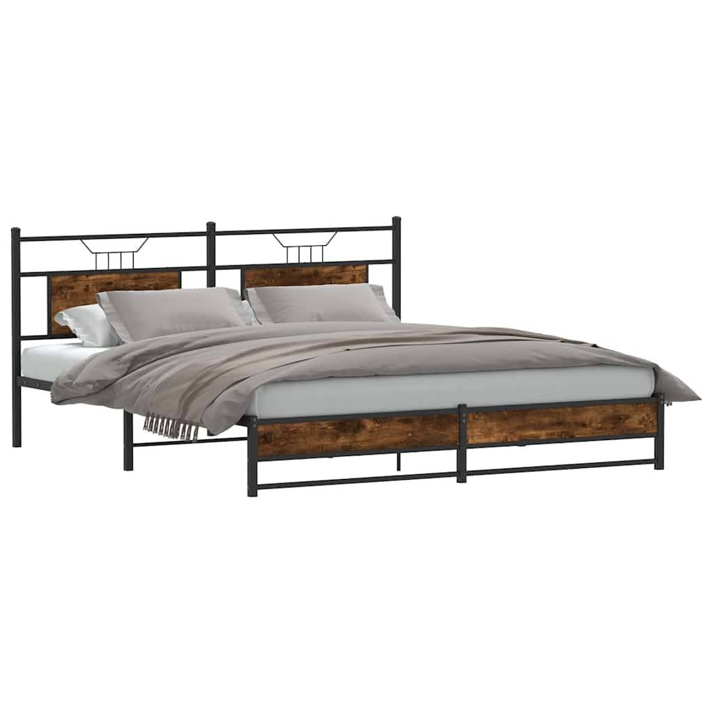 vidaXL Metallbett ohne Matratze Räuchereiche 180x200 cm