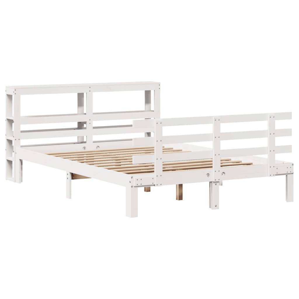 vidaXL Bettgestell mit Kopfteil ohne Matratze Weiß 120x190 cm
